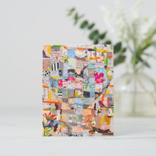 テクスチャ紙ハートコラージュのグリーティングカード カード (スタンド正面)