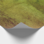 テクスチャ素朴ヴィンテージの緑の茶のパグランジターン ラッピングペーパー (角)