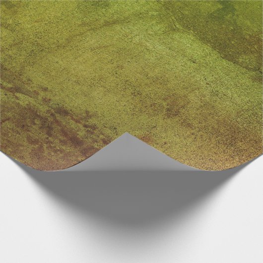 テクスチャ素朴ヴィンテージの緑の茶のパグランジターン ラッピングペーパー (角)