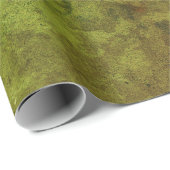 テクスチャ素朴ヴィンテージの緑の茶のパグランジターン ラッピングペーパー (ロールコーナー)