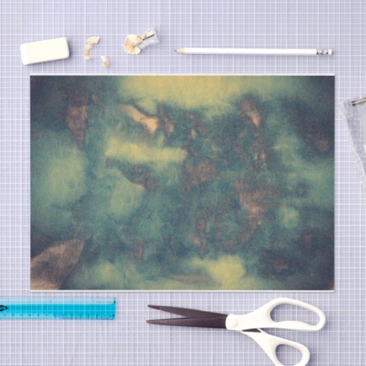 テクスチャ素朴ヴィンテージグリーンブラウンティール(緑がかった色)抽象芸術 薄葉紙 (クラフト)