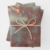 テクスチャ素朴ヴィンテージティール(緑がかった色)ブラウンカントリー抽象芸術 ラッピングペーパーシート (インサイチュ)