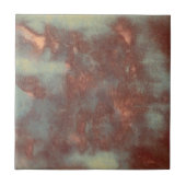 テクスチャ素朴ヴィンテージティール(緑がかった色)Brown Country抽象芸術 タイル (正面)