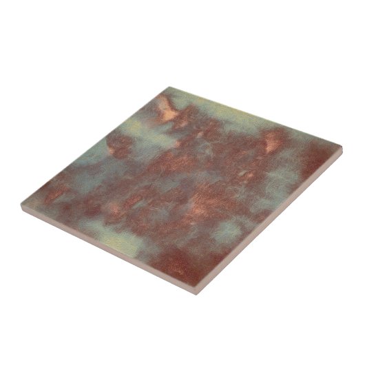 テクスチャ素朴ヴィンテージティール(緑がかった色)Brown Country抽象芸術 タイル (側面)