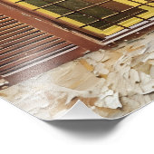 テクスチャ素朴付き石壁のシャッター付き窓 フォトプリント            (角)