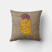 テクスチャ素朴付き鳥のキャンバス枕 クッション (裏面)