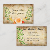 テクスチャ素朴(葉とフラワー) 名刺 (正面/裏面)