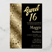 テクスチャ縁ど金ゴールドスウィート16招待状 箔招待状 (正面)