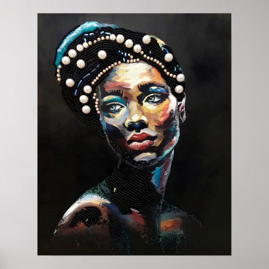 テクスチャ美しい:抽象芸術ビーズポートレート ポスター (正面)