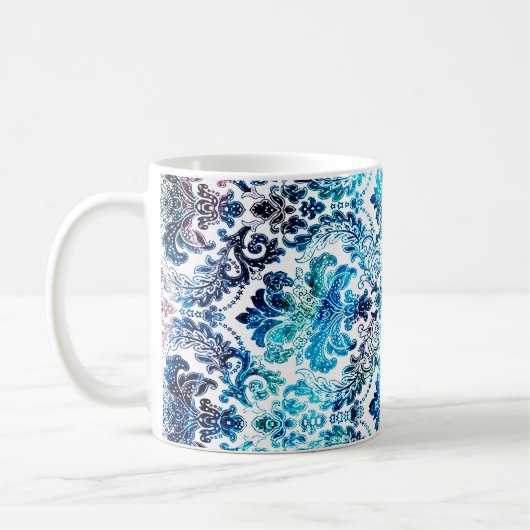 テクスチャ背景を持つジオメトリリピートパターン コーヒーマグカップ (左)