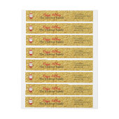 テクスチャ金ゴールドとサンタクロース差出人住所 ラップアラウンドラベル (シート)