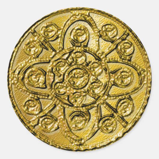 テクスチャ金ゴールドの塗り潰し ラウンドシール (正面)