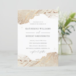 テクスチャ金ゴールドフェイクフォイルエレガントなウェディング招待状 招待状
