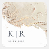 テクスチャ金ゴールドフェイクフォイルエレガントな結婚式 スクエアシール (正面)