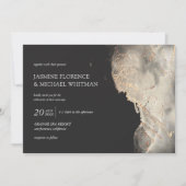 テクスチャ金ゴールドフェイクフォイル結婚式招待状 招待状 (正面)