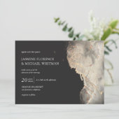 テクスチャ金ゴールドフェイクフォイル結婚式招待状 招待状 (スタンド正面)