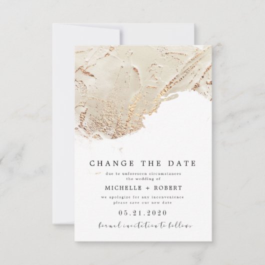 テクスチャ金ゴールド写真の日付の変更 招待状 (正面)