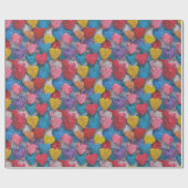 テクスチャ鮮やかハートギフトラップはっきりした- Love ラッピングペーパー (フラット)