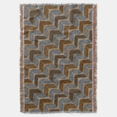 テクスチャ、ジグザグ、グレー、ブラウン スローブランケット (正面縦)