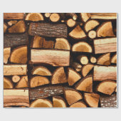 テクスチャ:薪を刻んで積み上げ、冬 ラッピングペーパー (フラット)