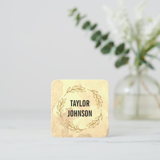 テクスチャ/金ゴールドリース/水彩 スクエア名刺 (スタンド正面)