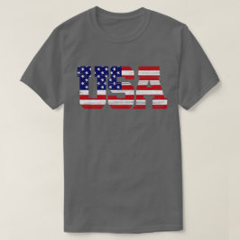 テクスチャUSAフラグタイポグラフィ Tシャツ