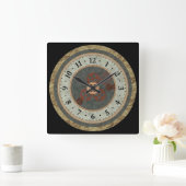 テクスチ数々のャギヤード スクエア壁時計 (ホーム)