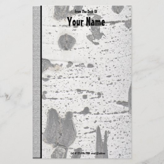 テクスチ素朴ャ白うずく《植物》アスペン樹皮の写真 便箋 (正面)