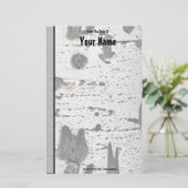 テクスチ素朴ャ白うずく《植物》アスペン樹皮の写真 便箋 (スタンド正面)