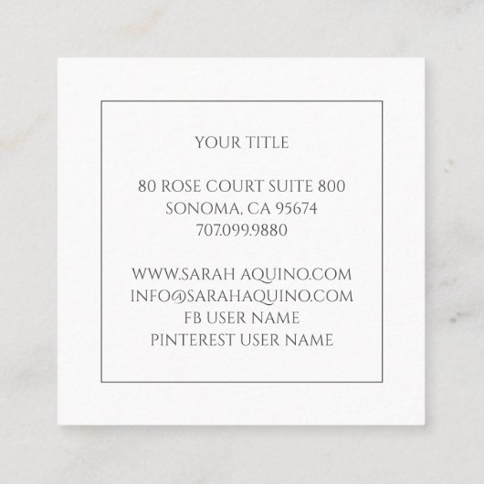 テクスチ素朴ュージグリーンラッシュエクステンション美しい スクエア名刺 (裏面)