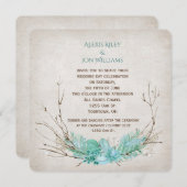 テクスチ結婚ャの小枝の花束 招待状 (正面/裏面)