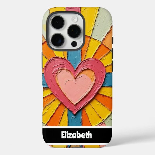 テクスチ芸術的ャと名前を持つパーソナライズされたハート Case-Mate iPhoneケース (裏面)
