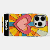 テクスチ芸術的ャと名前を持つパーソナライズされたハート Case-Mate iPhoneケース (裏面 (横))