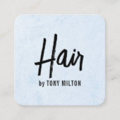 テクスモダンエレガントチャ青はっきりした美容師 スクエア名刺 (正面)