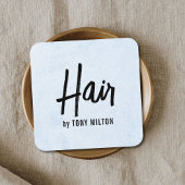 テクスモダンエレガントチャ青はっきりした美容師 スクエア名刺