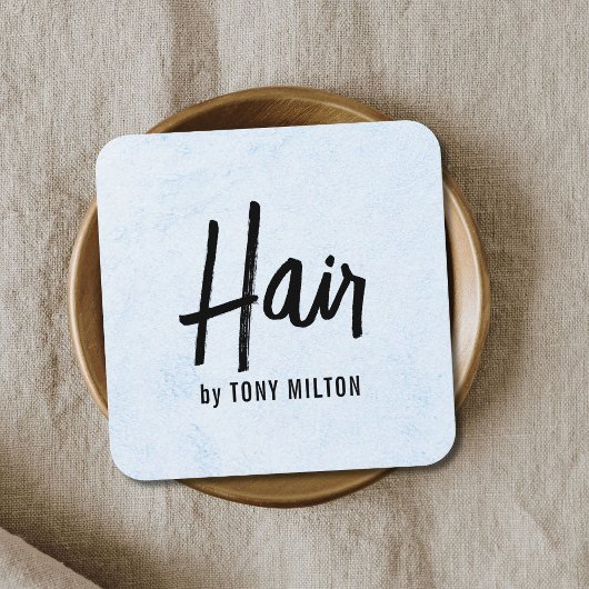 テクスモダンエレガントチャ青はっきりした美容師 スクエア名刺