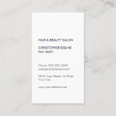 テクスモダンカッコいいチャ付きブルーシザー美容師 名刺 (裏面)