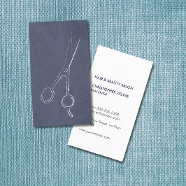 テクスモダンカッコいいチャ付きブルーシザー美容師 名刺