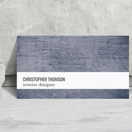 テクスモダンチャカッコいいブルーホワイトインテリアデザイナ 名刺