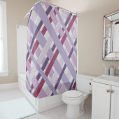 テクスモダンチャ付きストライプの曲線 シャワーカーテン (インサイチュ)