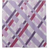 テクスモダンチャ付きストライプの曲線 シャワーカーテン (正面)