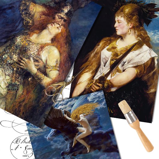 テクス素朴チャヴィンテージバイキング女性男性デコページ ラッピングペーパーシート