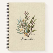 テクス素朴パーソナライズされたクの背景ワイルドフラワー ノートブック (正面)