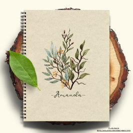 テクス素朴パーソナライズされたクの背景ワイルドフラワー ノートブック