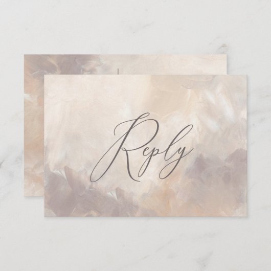 テクス絵を描チャのベージュとクリーム結婚スクリプトの返信 (正面/裏面)