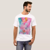 テクス芸術的チャ：カラフル抽象芸術壁紙 Tシャツ (正面フル)