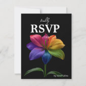 🌈 テクニカラー・ラブの予算に優しいRSVPフィースト&フラリッシュ 出欠カード (正面)