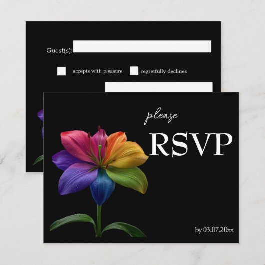 🌈 テクニカラー・ラブ バジェットRSVP 出欠カード (正面/裏面)