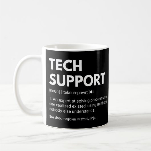 テクニカルサポートの仕事は面白い コーヒーマグカップ (左)