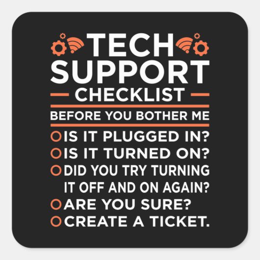 テクニカルサポートチェックリストコンピュータITプログラマ スクエアシール (正面)